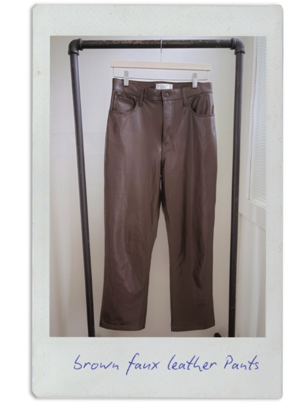 abercrombie & fitch brown faux leather pants